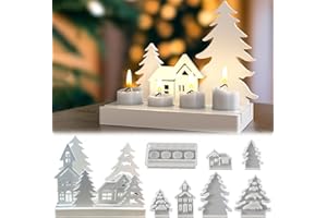 BAISHUWU Stampi in silicone per albero di Natale, 7PCS Stampi in silicone per Natale, Stampi In Silicone Per Case, Natale Stampi 3D per Case, Stampi per colata in resina per casa di Natale, per fai da te