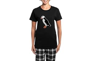 CafePress Pretty Puffin Women's Dark Pajamas Womens Novelty Cotton Pyjama Set, Comfortable PJ Sleepwear