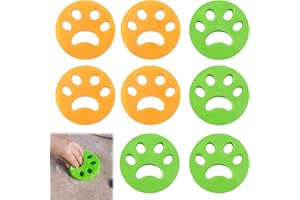 DGUSO Anti Poil Machine à Laver Lot de 8 Brosse Anti Poils Animaux à Laver Disponible en Vert et Orange Deux Couleurs Attrape Poils Machine a Laver et la Sécheuse pour Les Poils de Chien Poils de Cha