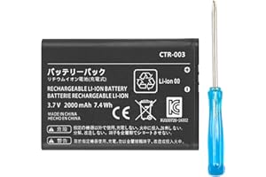 JUBOTY 2000mAh CTR-003 Battery for Nintendo 2015 Old 3DS/ 2DS/ NEW2DSLL Gaming Console, Li-ion New Upgrade High Capacity Battery Replacement with 1x Repair Tool