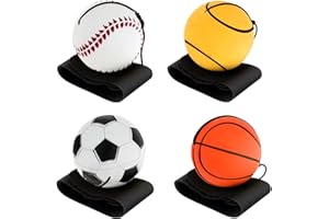 AHQiZFX Lot de 4 balles rebondissantes en caoutchouc avec cordon - Pour la pêche aux enfants et aux adultes