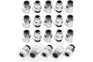 ERGAOBOY 20 Pièces Raccords mâles droits 6MM OD x 1/4" BSP, Raccords de tuyaux pneumatiques pour outils de connexion pneumatique