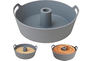MOLJAUS Air fryer accesorios Molde silicona freidora de aire Savarin 21 cm compatible con Freidora de aire de 5 a 9 L Molde bizcocho horno y molde air fryer antiadherente Molde corona reposteria Gris