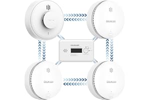 WISUALARM Wireless Interlinked Smoke,Heat and Carbon Monoxide Alarm Kit,Pre-linked,Compliant with Scotland & England Law, Remote Slience Function (3 Smoke + 1 CO + 1 Heat)