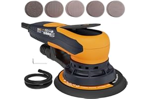 MAXXT Vibrant Orange 150mm Brushless Orbital Sander | 5.0mm Eccentric with 6-Speed Control | Low-Vibration Design & Advanced Dust Extraction for Woodworking, Car Detailing, DIY