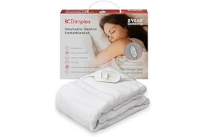 Dimplex DXUBS Heated Under Blanket - Single, Machine Washable Electric Blanket with Extra Foot Warmth, Cosy 100% Polyester Finish, Energy Efficient Low Cost Warmth - (White)