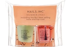 NAILS INC Nails.INC Number Ones Mini Nail Duo, Includes Retinol Rich 45 Second Top Coat and NailKale Superfood Base Coat, Quick Drying and Chip Resistant, Cruelty Free, Vegan