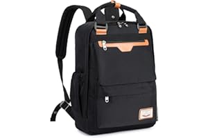 Myhozee plecak damski/męski, plecak dzienny z kieszenią na laptopa o przekątnej ekranu 15,6" i kieszenią antykradzieżową, wodoszczelny, plecak szkolny, na uczelnię, do podróży, użytku w czasie wolnym i do pracy, czarny, L