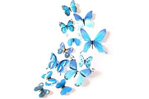 OBLIQUE UNIQUE Oblique-Unique® Decorative Butterflies Set of 12 Beautiful Colourful Decoration Wall Stickers (Blue)