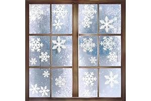 JONAMI 156 Adesivi Fiocchi Neve Natale Finestra Statici Riutilizzabili PVC Decorazioni Sticker Inverno Casa Vetrina