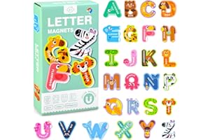 Clatoy Magnetic Letters, Alphabet Fridge Magnets for Kids, Capital Letters Animals Toys for Toddlers, Children Alphabet Spelling Game, ABC Toys for 3+ Year Old Boys Girls (Letters)
