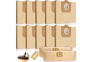 Vleuexe 12 bolsas de filtro Aspiradora para Karcher 6.959-130.0 para WD3 WD3P MV3 MV3P Premium Aspiradora,bolsas de papel,bolsas de aspiradora bolsa aspiradora universal limpieza
