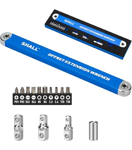 Clé d'extenson à clquet de 39cm avec 4 adaptateurs, clé d'extenson