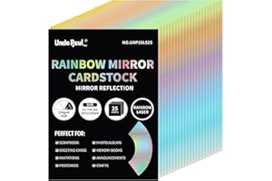 UNCLE PAUL Cartoncino A4 a specchio arcobaleno, 25 fogli da 250 g/m²/92 Ib Carta riflettente metallizzata per artigianato, Cartoncino laser a colori per decorazioni per feste di compleanno, matrimoni UAP19LS25