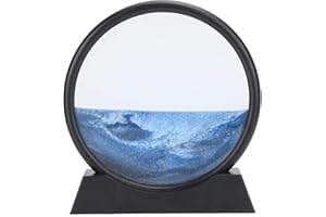 Cikonielf Dynamic Sand Picture Moving Sand Art Picture Round Glass 3D Deep Sea Sandscape Decorazione per la casa(Blu)