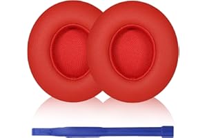 AIIVIOLL Adhiper Wkładki douszne zastępcze nauszniki proteinowe ze skóry PU kompatybilne z beats by Dr. Dre Solo 2.0 Solo3 bezprzewodowe słuchawki douszne (ciemnoczerwone)