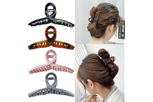 BYLIFE Hair Claw Clips for Women, 4pcs Non-slip Medium Claw Clip for Fine Hair Strong Hold Matte Butterfly Clip Hair Styling Accessories Make Up Clips for Girls Thin and Thick Hair