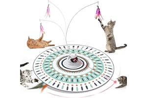 FORZAFORTE Interactive Cat Toy for Indoor Cats, Cat Toys with Moving Feathers & Chasing Butterfly, Rechargeable Automatic Cat Toy, Cat Play Mat, 3-in-1 Smart Hide and Seek Toy, 3 Modes, Suitable for All Ages