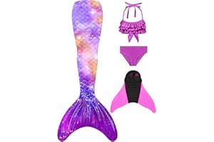 shepretty Ragazze Sirena Coda Costume da Bagno Squalo Cosplay Costume 4pcs