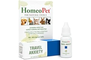 HomeoPet TRAVEL ANXIETY - 100% Natural Pet Medicine. Fear of travel and visually induced motion sickness for dogs cats rabbits birds. For pets of all ages. 15ml/up to 90 doses per bottle