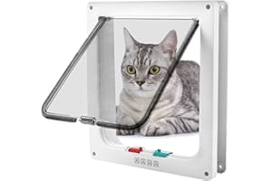 SEMINISMAR Puerta para gatos y perros, puerta con entrada y salida controlable de 4 vías, puerta para animales domésticos (M)