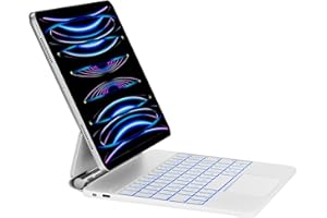 nimin Keyboard for iPad Air 5th 2022 /Air 4th 2020 10.9" and iPad Pro 11 inch (4th/3rd/2nd/1st Gen) With 7 Color Backlit Floating Magnetic Design & Multi-Touch Trackpad, QWERTY Layout-White