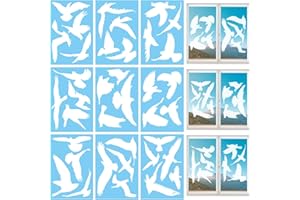 Neikafan 8-26cm Gran Vinilos para Cristales Pájaro 37 Piezas Pegatinas Anticolisión Pajaros Pegatinas de Ventana Anticolisión Translúcido Calcomanías Estática(Blanco)