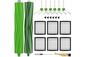 ANBOO 14-teiliges Ersatzteile Bürste für irobot roomba i7 i7+ E5 E6 i6 i6+ i3 i3+ i4 i4+ i8 i8 Plus e5154 i3152 i7156 J7 7150, 1 Satz Gummibürsten, 6 Hochleistungsfilter, 6 Seitenbürsten