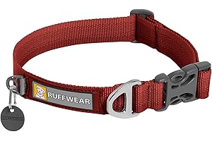 RUFFWEAR Front Range Dog Collar, Strong Tubelok Webbing, Aluminium Lead Attachment Ring & Side-Release Buckle, Bright Everyday Stylish & Durable Neck Wear Accessory, Red Clay (Medium, 36-51 cm)