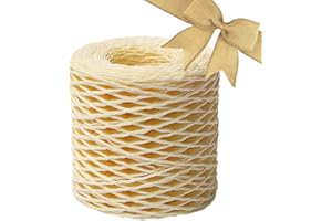MISOYER Nastro di rafia, cordino di rafia - Filato di rafia Yards per uncinetto - Nastri di carta rafia con trama opaca in filo lavorato a maglia per cappello, decorazione fai-da-te, giocattolo, borsa