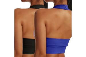Vertvie Neckholder Sport BH Rückenfrei Fitness Bustier Damen Gepolstert Push Up BH Ohne Bügel Sport BH Top Yoga Bra Mittlerer Halt Workout