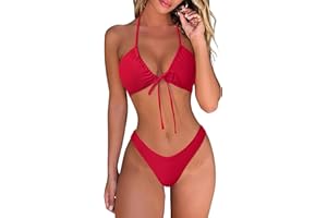 DOULAFASS Damen Bikini Set Sexy Bikini Brazilian Style Niedriger Taille String Triangel 2tlg Bikini
