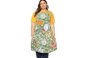 FanChose Plus Size Aprons for Women with Pockets, Men Cotton Kitchen Apron, Canvas Cooking Apron for Barber, Baking, Cooking, Painting, Garden Gardening, Cleaning, BBQ