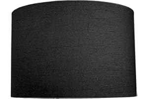 Contemporary and Sleek 12 Inch Charcoal Black Linen Fabric Drum Lamp Shade 60w Maximum | 30cm Diameter | for Table Lamp or Pendant by Happy Homewares