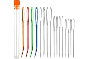 UDEWO 16 Pcs Large Eye Blunt Needles,Yarn Knitting Needles Tapestry Needles Big Eye Darning Needle Large Eye Stitching Needles Hand Sewing Needles Knitting Needle Wool Needles for Sewing Up Crochet Leather