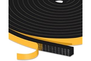 JITIFAZH Foam Seal Tape 10mm(W) x 6mm(T), High Density Adhesive Foam Weather Strip Seal for Window and Door, 2 Rolls Total 10M, Black