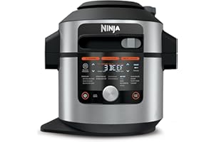 ‎NINJA Ninja Foodi MAX Multikocher mit Smart Deckel, 7,5L, 14-in-1 Multicooker, Pressure Cooker Schnellkochtopf, Airfryer Heißluftfritteuse, Slow Cooker, digitaler Temperaturfühler, Edelstahl, OL750EU