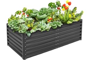 DKIEI 180x90x57cm Metal Raised Beds for Garden Vegetables, 923L Raised Planters Outdoor Large, Galvanised Raised Garden Planter Box Kit Bottomless Raised Bed for Flowers Herbs Fruit Growing, Black