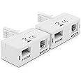 Dynamode Double Splitter Adapter - ADSL Micro Filter and Lead Adapter for Broadband, Cable Sky, Modem, Router, Phone Systems, Home And Office - White Double 2-Way Broadband Internet, 2 Pack