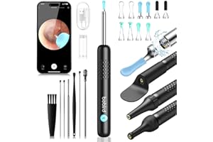 VLIKE Otoscopio, 1080P Pulisci Orecchie con Telecamera, 3,5mm Impermeabile Endoscopio con 6 Luci LED, WIFI Rimozione di Cerume con Telecamera, Pulizia Orecchie per iOS, Android, Tablet (Nero)