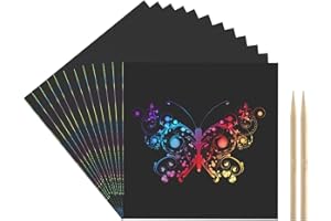 Kesote Magic Scratch Art Set - 100 Sheets Scratch Paper Boards with 2 Bamboo Stylus for Kids DIY Art & Craft Drawing Note Taking