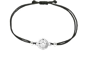 SELFMADEJEWELRY Selfmade Jewelry bransoletka kompas w kolorze srebrnym – regulowana długość bransoletka bransoletka damska dziewczęca ręcznie wykonana w Niemczech – wraz z opakowaniem na prezent