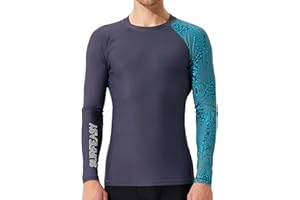 SURFEASY Herren Rashguard Langarm Sonnenschutz Rash Vest Men, Rash Guard Shirt Zum Surfen Schwimmen Angeln Wandern