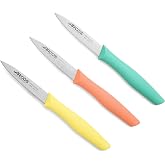 Arcos 3 Piece Peeling Knife Set | Stainless steel peeler kitchen knives for fruits and vegetables with polypropylene handle.