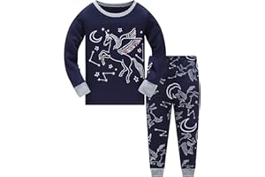 Colobe Mädchen Schlafanzug Baumwolle Einhorn Langarm Zweiteiliger Schlafanzüge Set Süß Panda Kinder Nachtwäsche Winter Weihnachten Pyjama Größe 1-12 Jahre