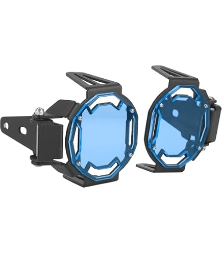 Griglia Protettiva Per Faro Moto BMW R1250GS ADV 2021, In Acciaio Inox E Acrilico, Colore Blu