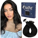 Fshine Extension Cheratina Capelli Veri 35CM 40g Human Extension Hair Jet Neri Extension 1g/ciocca Real Hair Extensions Kerat