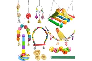 Aircris Allazone 17 Juguetes para pájaros, Juguetes de mascar para pájaros, Juguete para Colgar para Loro, Juguete de Entrenamiento de pájaro para Loro, calopsita, conuras, Independientes, pinzones