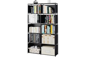 MOYIPIN Étagère Cube Rangement Livre, 10 Cube Étagère DIY Organisateur pour Dressing Étagère de Rangement dans Le Salon Chambre d'enfant Salle de Bain Noir