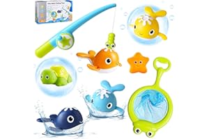KIMIGO Zabawki Do Kąpieli Dla Dzieci – 8 Szt, Zabawki Do Wanny Bez Pleśni, Sieć Rybacka, Świecące Zabawki Wodne Dla Dzieci,Pływające Zabawki Do Kąpieli Zwierzęta Dla Niemowląt Dzieci
